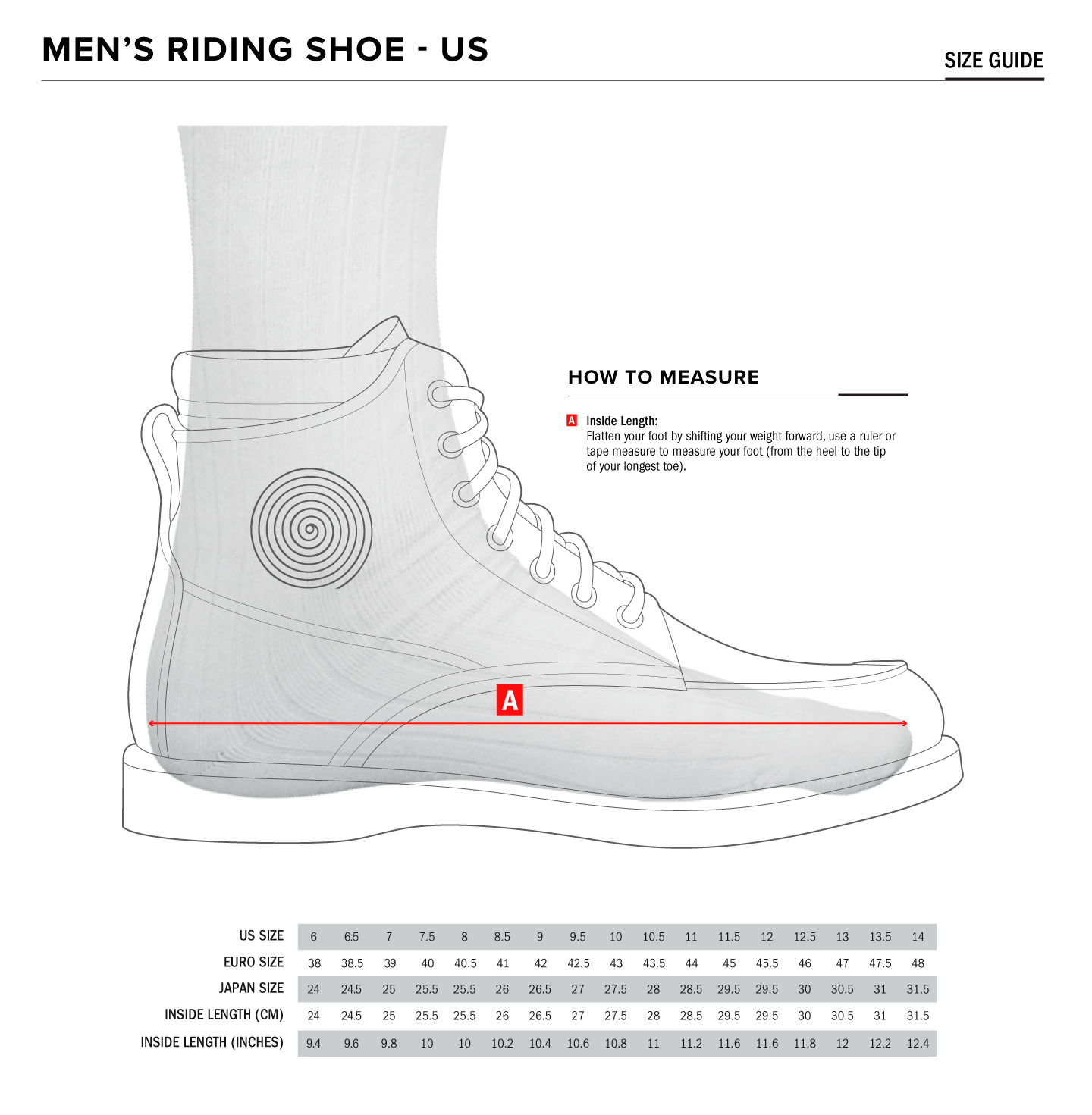 Riding Shoes Size Chart